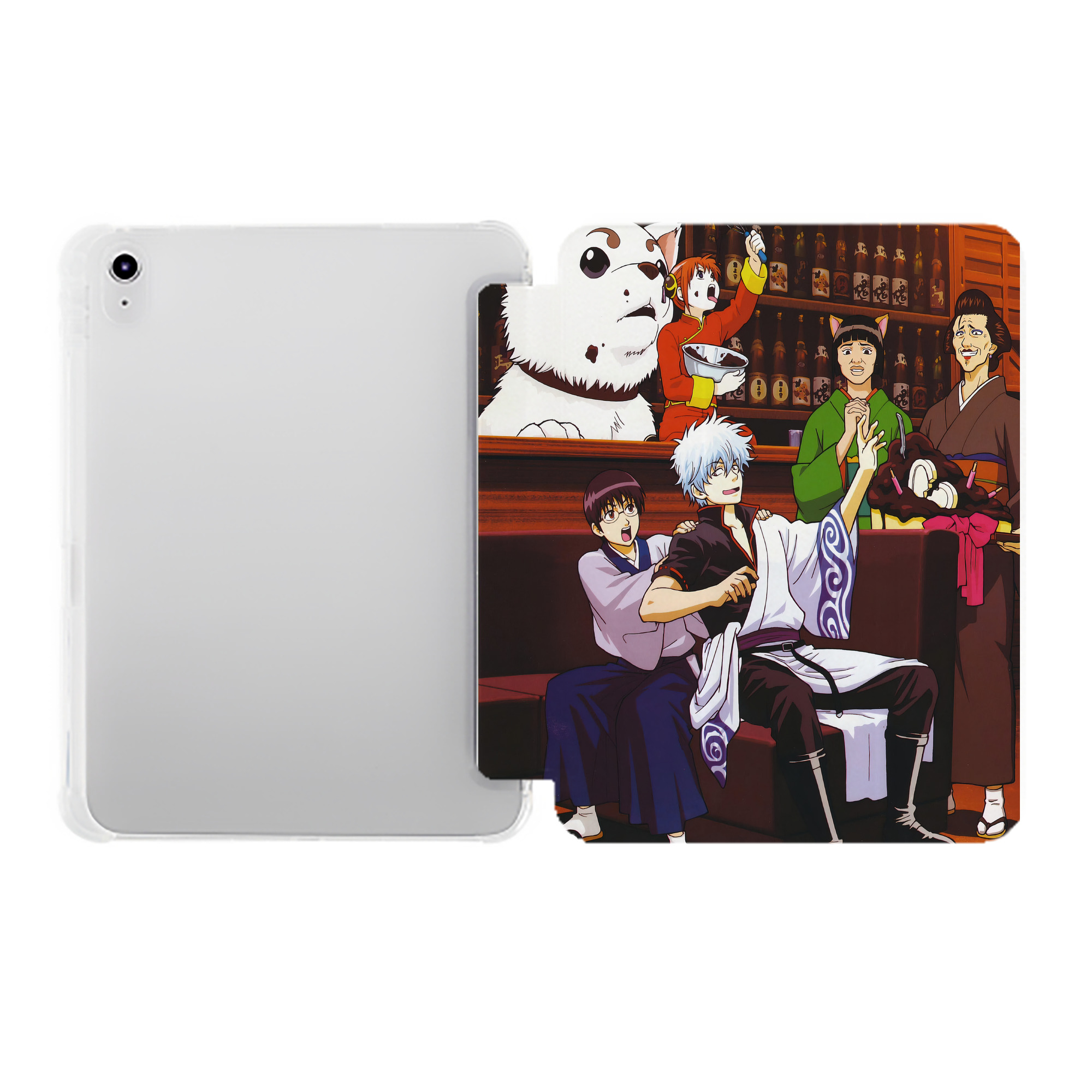 （画像用） ぎんたま 坂田銀時（さかたぎんとき） 神楽 志村新八（しむら しんぱち） GINTAMA Sakata Gintoki Kagura Shimura Shinpachi IPad ケース ペン収納付き 三つ折りスタンド PUレザー×シリコン 対応機種9.5/10.5/10.9インチ